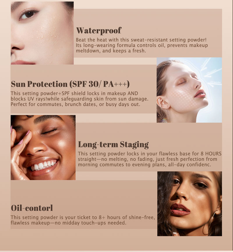 图片[2]-Custom Face Oil Control Loose Powder Vegan Waterproof Spf Cosmetics Private Label Pink Makeup Loose Setting Powder