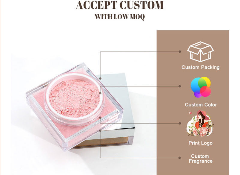 图片[6]-Custom Face Oil Control Loose Powder Vegan Waterproof Spf Cosmetics Private Label Pink Makeup Loose Setting Powder