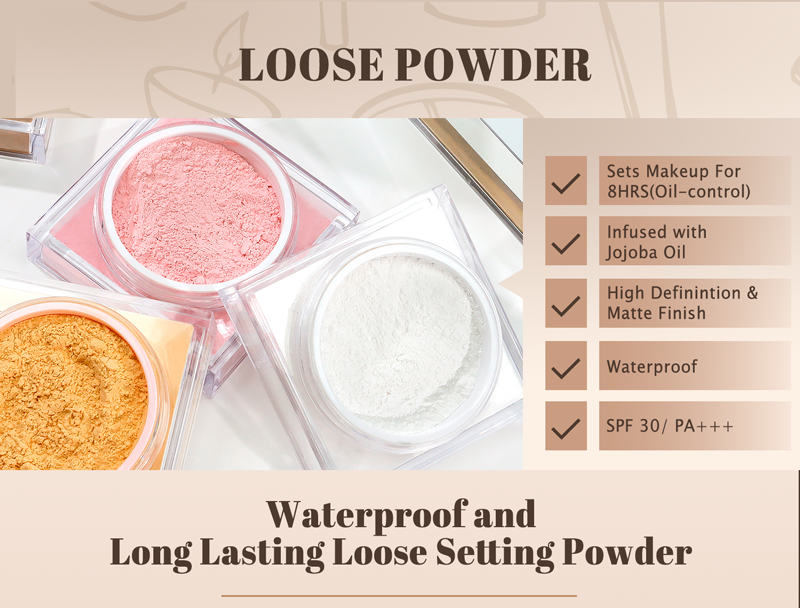图片[1]-Custom Face Oil Control Loose Powder Vegan Waterproof Spf Cosmetics Private Label Pink Makeup Loose Setting Powder