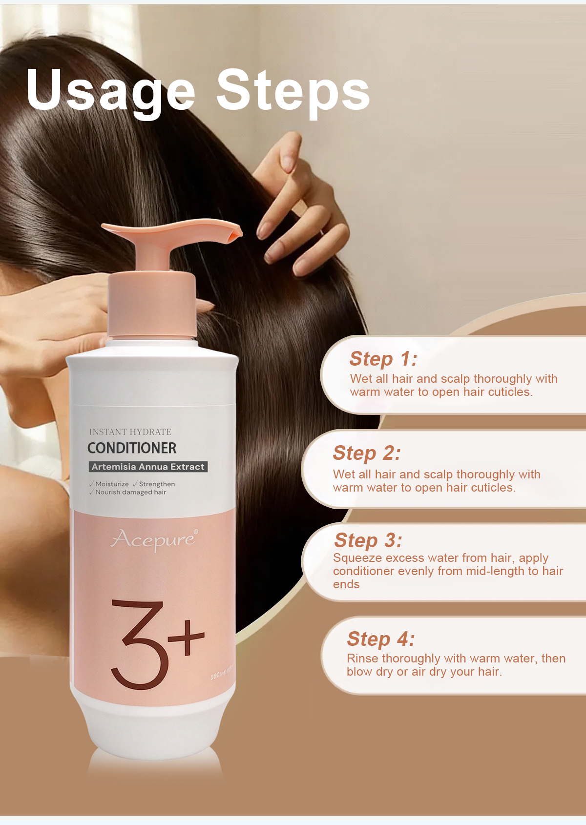 图片[4]-Aronia Extract Hair Conditioner Mask Repair Damage Enhance Elasticity Smooth Shine Mild Formula OEM ODM Private Label Custom Logo Manufacturer for Dry Dull Straw-Like Hair
