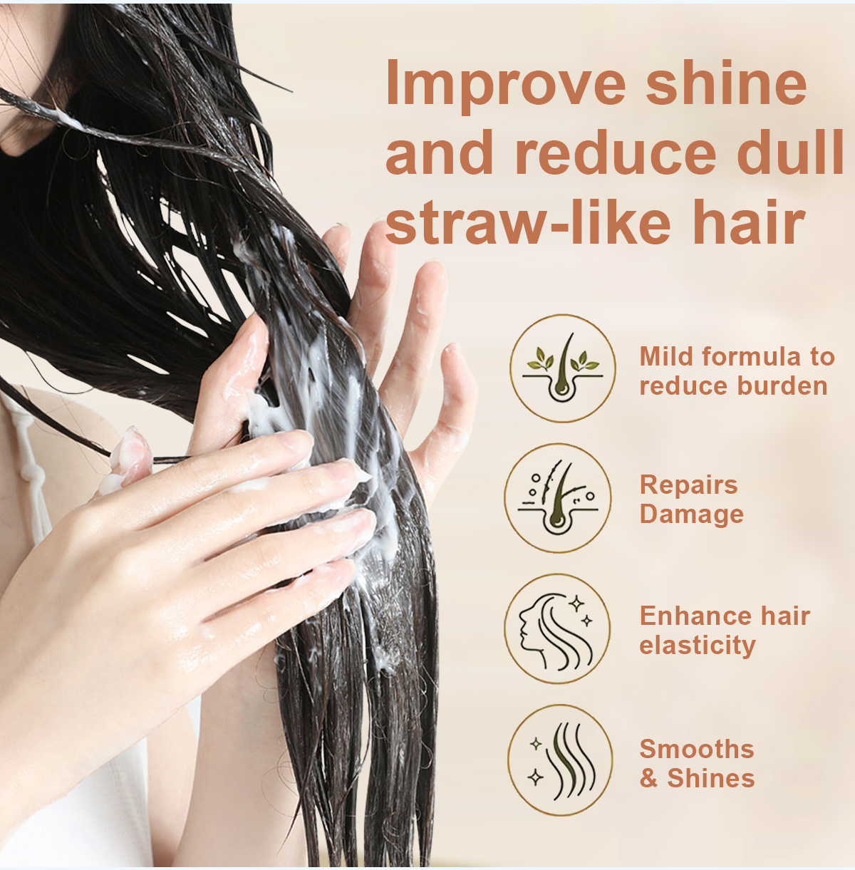 图片[3]-Aronia Extract Hair Conditioner Mask Repair Damage Enhance Elasticity Smooth Shine Mild Formula OEM ODM Private Label Custom Logo Manufacturer for Dry Dull Straw-Like Hair