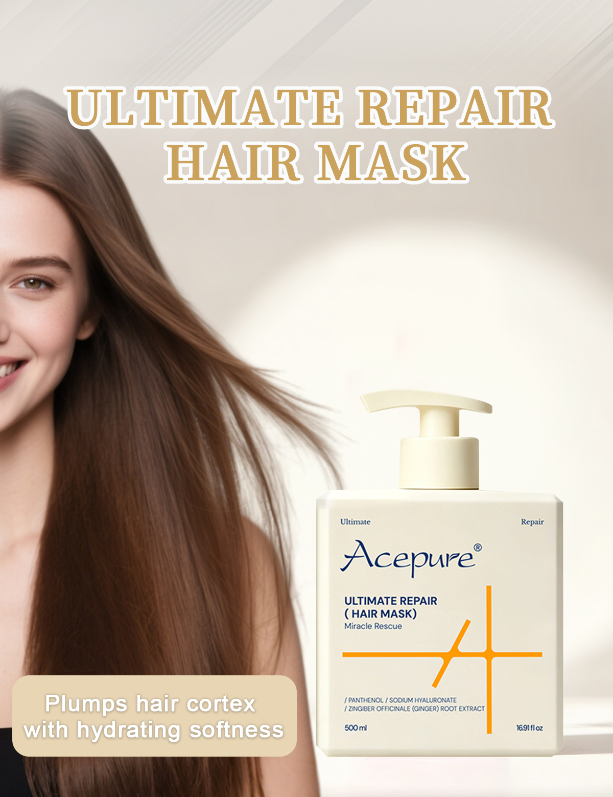 图片[1]-Acepure Ginger Amino Acid Hair Mask-Deep Nourishing Repair Moisturizing Oil-Control Dry Damaged Frizzy Hair