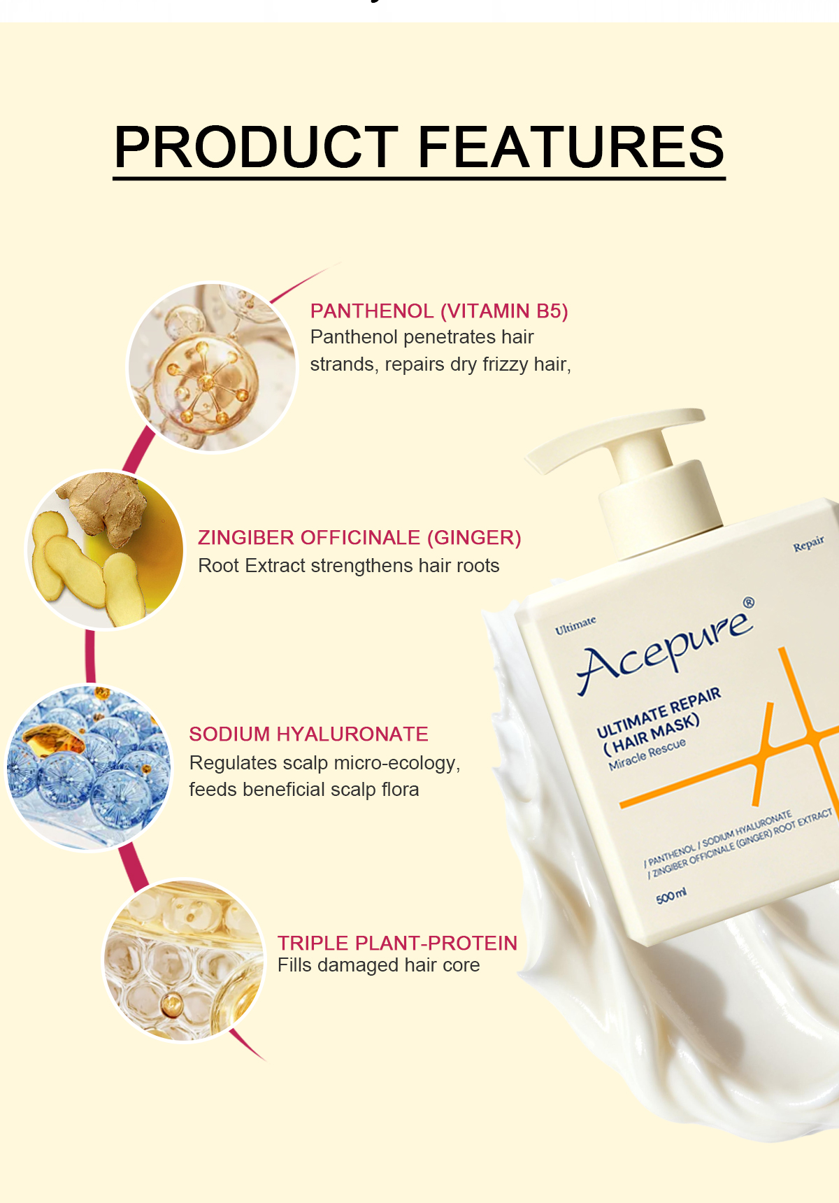图片[6]-Acepure Ginger Amino Acid Hair Mask-Deep Nourishing Repair Moisturizing Oil-Control Dry Damaged Frizzy Hair