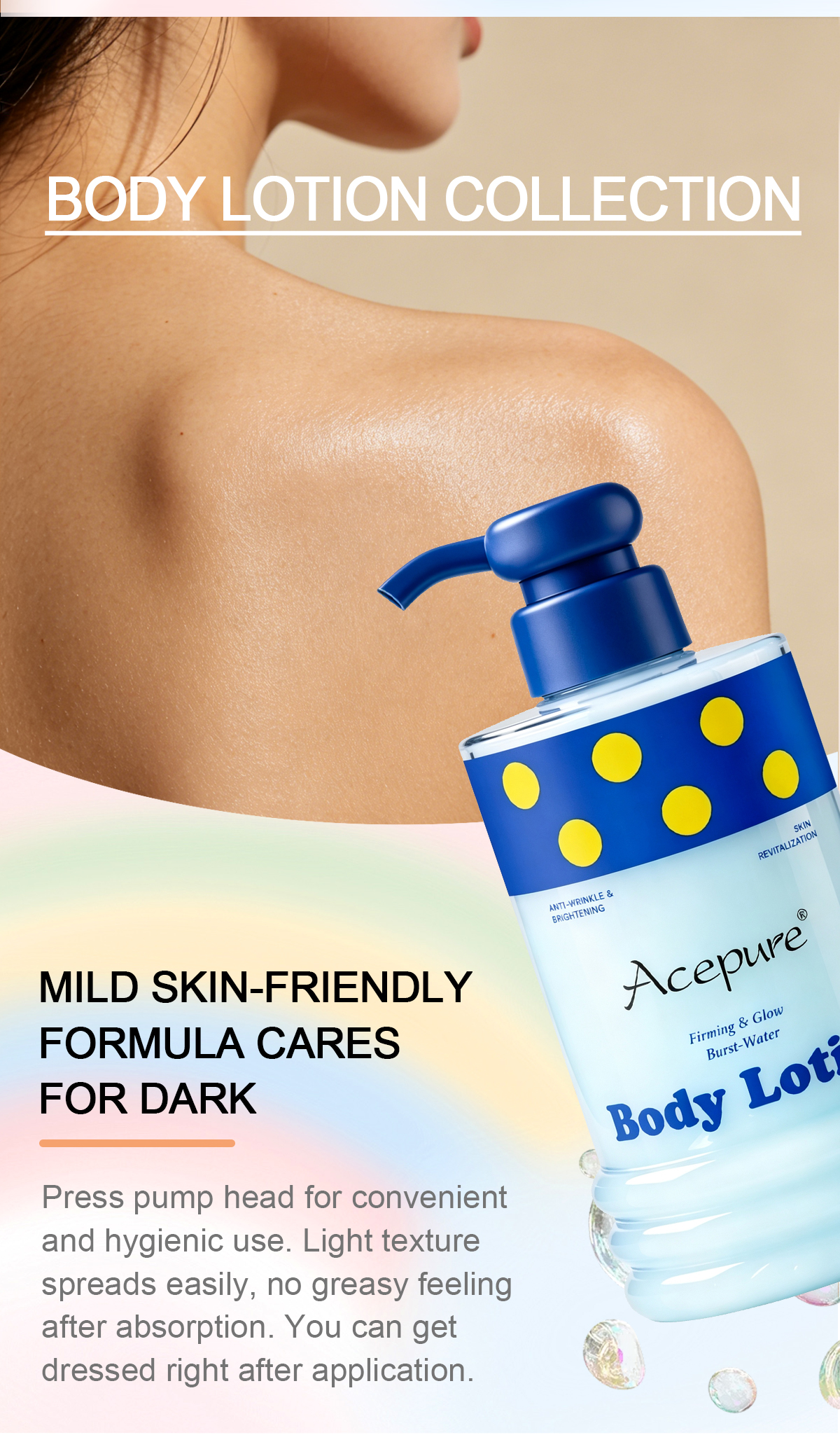 图片[4]-Firming Glow Burst-Water Body Lotion 24-Hour Long-Lasting Moisture Anti-Dryness Anti-Cracking Niacinamide Glutathione Brightening Anti-Wrinkle Repair Skin Barrier OEM ODM Private Label Custom Logo Manufacturer for Body Care Brands and Wholesale